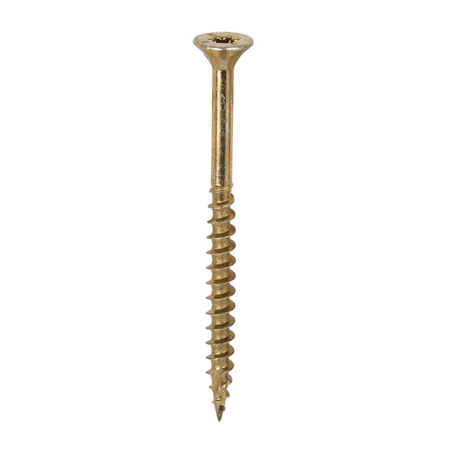 This is an image showing TIMCO C2 Clamp-Fix - TX - Double Countersunk with Ribs - Twin-Cut - Yellow - 6.0 x 80 - 200 Pieces Box available from T.H Wiggans Ironmongery in Kendal, quick delivery at discounted prices.