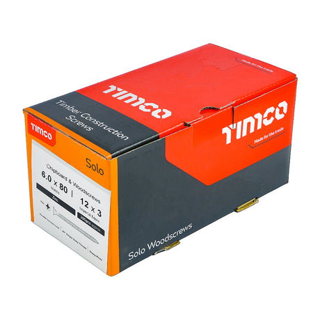 This is an image showing TIMCO Solo Chipboard & Woodscrews - PZ - Double Countersunk - Zinc - 6.0 x 80 - 200 Pieces Box available from T.H Wiggans Ironmongery in Kendal, quick delivery at discounted prices.