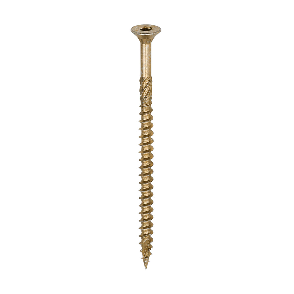 This is an image showing TIMCO C2 Clamp-Fix - TX - Double Countersunk with Ribs - Twin-Cut - Yellow - 6.0 x 100 - 100 Pieces Box available from T.H Wiggans Ironmongery in Kendal, quick delivery at discounted prices.