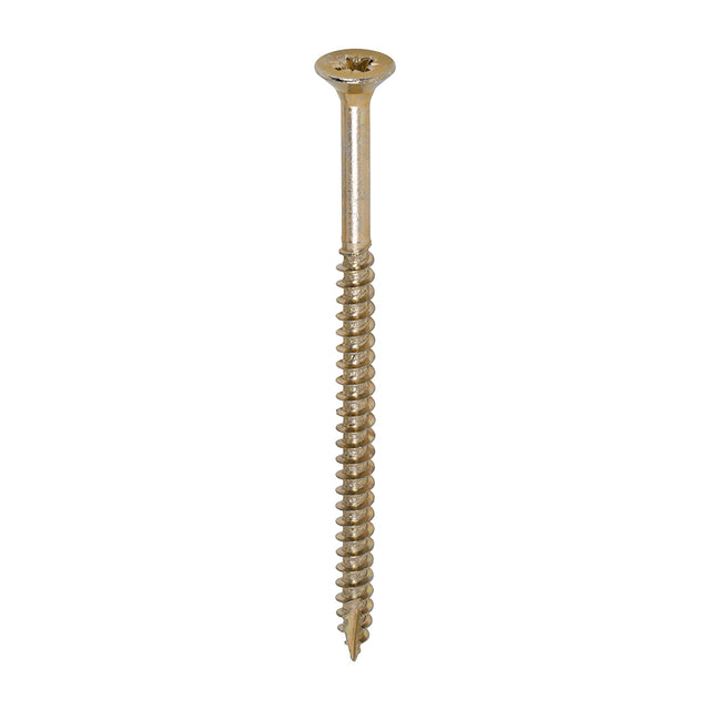 This is an image showing TIMCO Classic Multi-Purpose Screws - PZ - Double Countersunk - Yellow - 6.0 x 100 - 100 Pieces Box available from T.H Wiggans Ironmongery in Kendal, quick delivery at discounted prices.