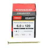 This is an image showing TIMCO Velocity Premium Multi-Use Screws - PZ - Double Countersunk - Yellow
 - 6.0 x 120 - 100 Pieces Box available from T.H Wiggans Ironmongery in Kendal, quick delivery at discounted prices.
