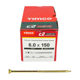 This is an image showing TIMCO C2 Clamp-Fix - TX - Double Countersunk with Ribs - Twin-Cut - Yellow - 6.0 x 150 - 100 Pieces Box available from T.H Wiggans Ironmongery in Kendal, quick delivery at discounted prices.
