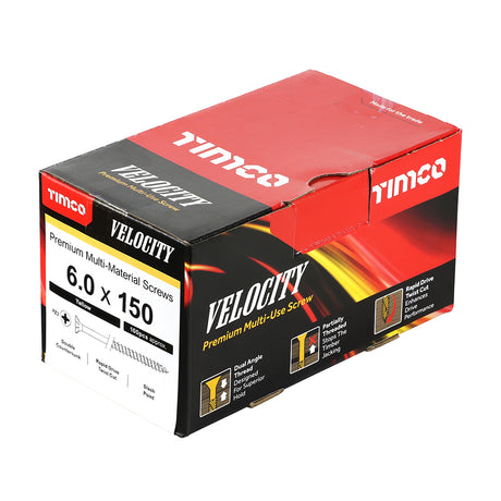 This is an image showing TIMCO Velocity Premium Multi-Use Screws - PZ - Double Countersunk - Yellow
 - 6.0 x 150 - 100 Pieces Box available from T.H Wiggans Ironmongery in Kendal, quick delivery at discounted prices.