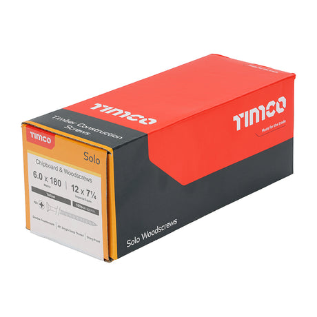 This is an image showing TIMCO Solo Woodscrews - PZ - Double Countersunk - Yellow - 6.0 x 180 - 100 Pieces Box available from T.H Wiggans Ironmongery in Kendal, quick delivery at discounted prices.