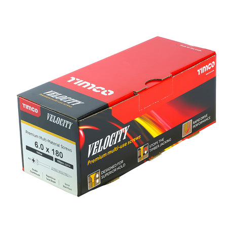 This is an image showing TIMCO Velocity Premium Multi-Use Screws - PZ - Double Countersunk - Yellow
 - 6.0 x 180 - 100 Pieces Box available from T.H Wiggans Ironmongery in Kendal, quick delivery at discounted prices.