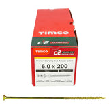 This is an image showing TIMCO C2 Clamp-Fix - TX - Double Countersunk with Ribs - Twin-Cut - Yellow - 6.0 x 200 - 100 Pieces Box available from T.H Wiggans Ironmongery in Kendal, quick delivery at discounted prices.