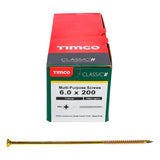 This is an image showing TIMCO Classic Multi-Purpose Screws - PZ - Double Countersunk - Yellow - 6.0 x 200 - 100 Pieces Box available from T.H Wiggans Ironmongery in Kendal, quick delivery at discounted prices.