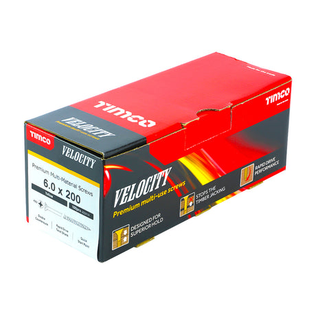 This is an image showing TIMCO Velocity Premium Multi-Use Screws - PZ - Double Countersunk - Yellow
 - 6.0 x 200 - 100 Pieces Box available from T.H Wiggans Ironmongery in Kendal, quick delivery at discounted prices.