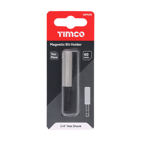 This is an image showing TIMCO Two Piece Magnetic Adaptor - 1/4 x 60 - 1 Each Mini Bit Pack available from T.H Wiggans Ironmongery in Kendal, quick delivery at discounted prices.
