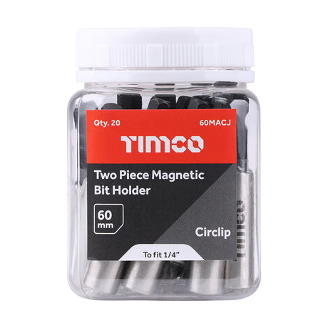 This is an image showing TIMCO Two Piece Magnetic Adaptors - Circlip - 1/4 x 60 - 20 Pieces Jar available from T.H Wiggans Ironmongery in Kendal, quick delivery at discounted prices.