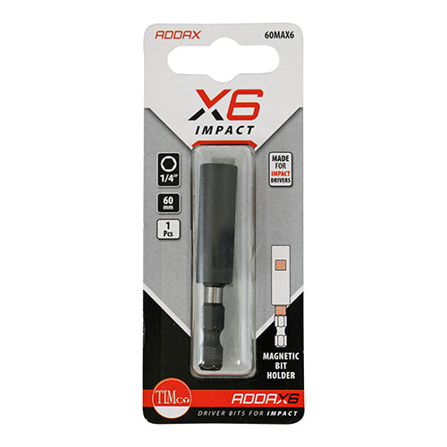 This is an image showing TIMCO Magnetic Bit Holder - 1/4 x 60 - 1 Each Blister Pack available from T.H Wiggans Ironmongery in Kendal, quick delivery at discounted prices.