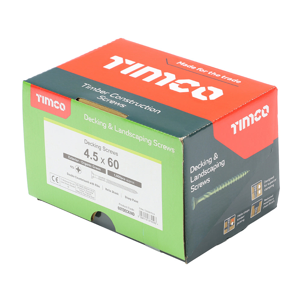 This is an image showing TIMCO TIMCO Decking Industry Pack - 4.5 x 60 - 1000 Pieces Box available from T.H Wiggans Ironmongery in Kendal, quick delivery at discounted prices.