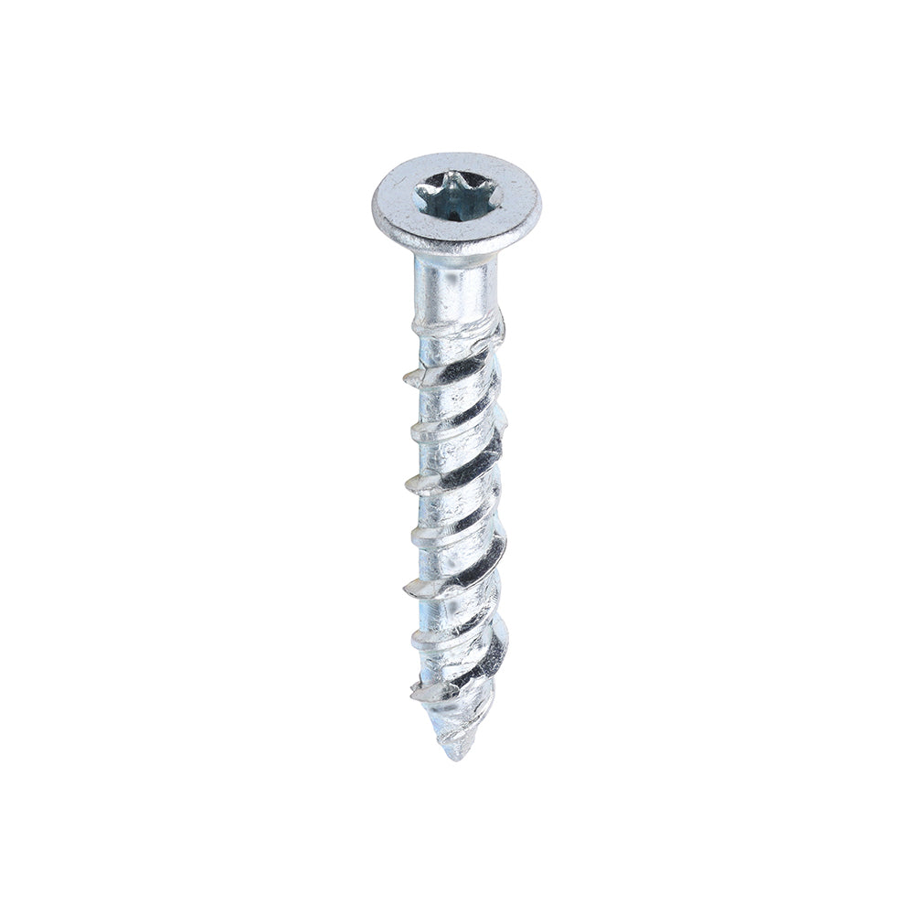 This is an image showing TIMCO Masonry Screws - TX - Countersunk - Zinc - 6.0 x 40 - 100 Pieces Box available from T.H Wiggans Ironmongery in Kendal, quick delivery at discounted prices.