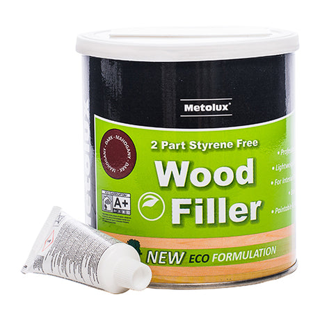This is an image showing TIMCO Metolux 2 Part Styrene Free  Wood Filler - Teak - 770ml - 1 Each Tin available from T.H Wiggans Ironmongery in Kendal, quick delivery at discounted prices.