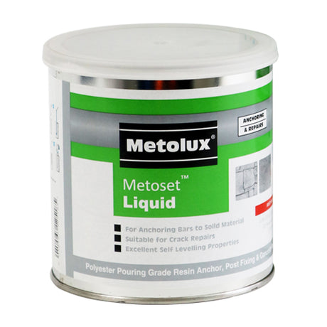 This is an image showing TIMCO Metolux 2 Part Metoset Liquid Mortar - Grey - 5kg - 1 Each Tin available from T.H Wiggans Ironmongery in Kendal, quick delivery at discounted prices.