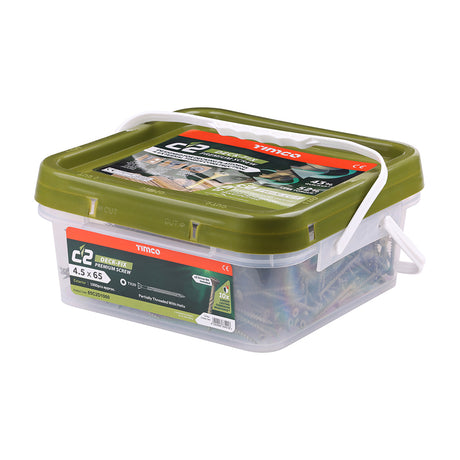 This is an image showing TIMCO C2 Deck-Fix - TX - Countersunk with Ribs - Twin-Cut - Green - 4.5 x 65 - 1000 Pieces Tub available from T.H Wiggans Ironmongery in Kendal, quick delivery at discounted prices.