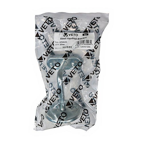 This is an image showing TIMCO Steel Handrail Bracket - Zinc - 63mm - 1 Each Bag available from T.H Wiggans Ironmongery in Kendal, quick delivery at discounted prices.