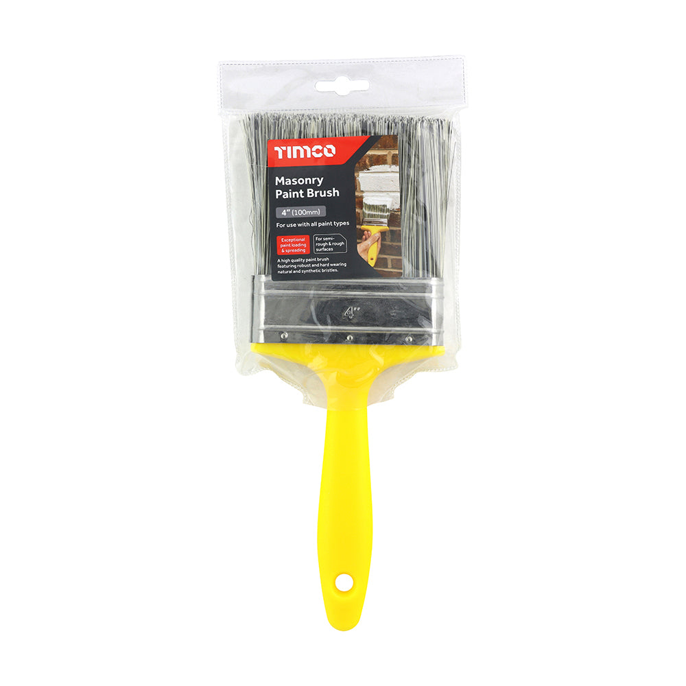 This is an image showing TIMCO Masonry Paint Brush - 100mm - 1 Each Plastic Header available from T.H Wiggans Ironmongery in Kendal, quick delivery at discounted prices.