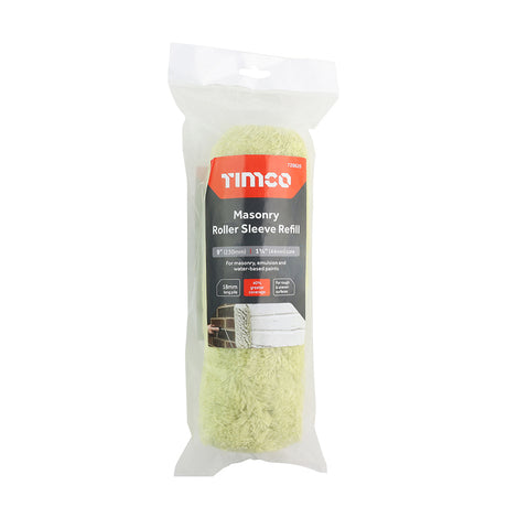 This is an image showing TIMCO Masonry Roller Sleeve Refill 18mm - 9" Long - 1 Each Bag available from T.H Wiggans Ironmongery in Kendal, quick delivery at discounted prices.