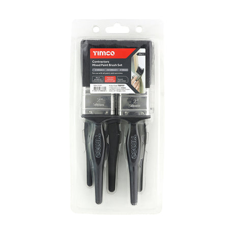 This is an image showing TIMCO Contractors Mixed Paint Brush Set - 5pcs - 5 Pieces Clamshell available from T.H Wiggans Ironmongery in Kendal, quick delivery at discounted prices.