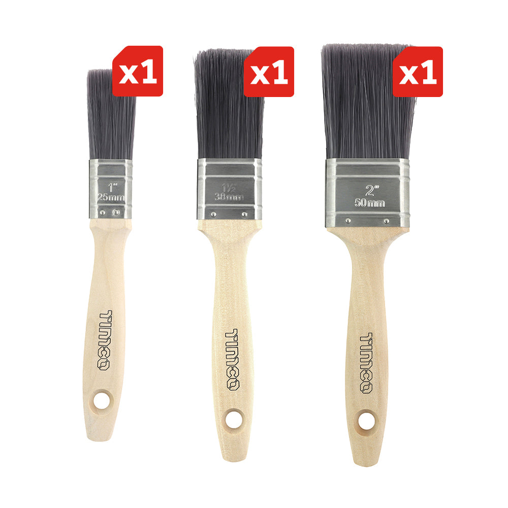 This is an image showing TIMCO Professional Synthetic Paint Brush Mixed Set - 3pcs - 3 Pieces Clamshell available from T.H Wiggans Ironmongery in Kendal, quick delivery at discounted prices.