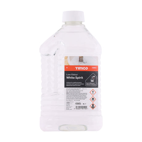 This is an image showing TIMCO Low Odour White Spirit - 2L - 1 Each Bottle available from T.H Wiggans Ironmongery in Kendal, quick delivery at discounted prices.