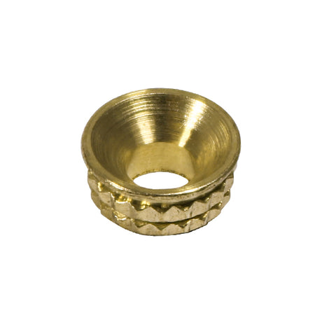 This is an image showing TIMCO Knurled Inset Screw Cups - Solid Brass - To fit 4.8, 5.0 Screw - 8 Pieces TIMpac available from T.H Wiggans Ironmongery in Kendal, quick delivery at discounted prices.