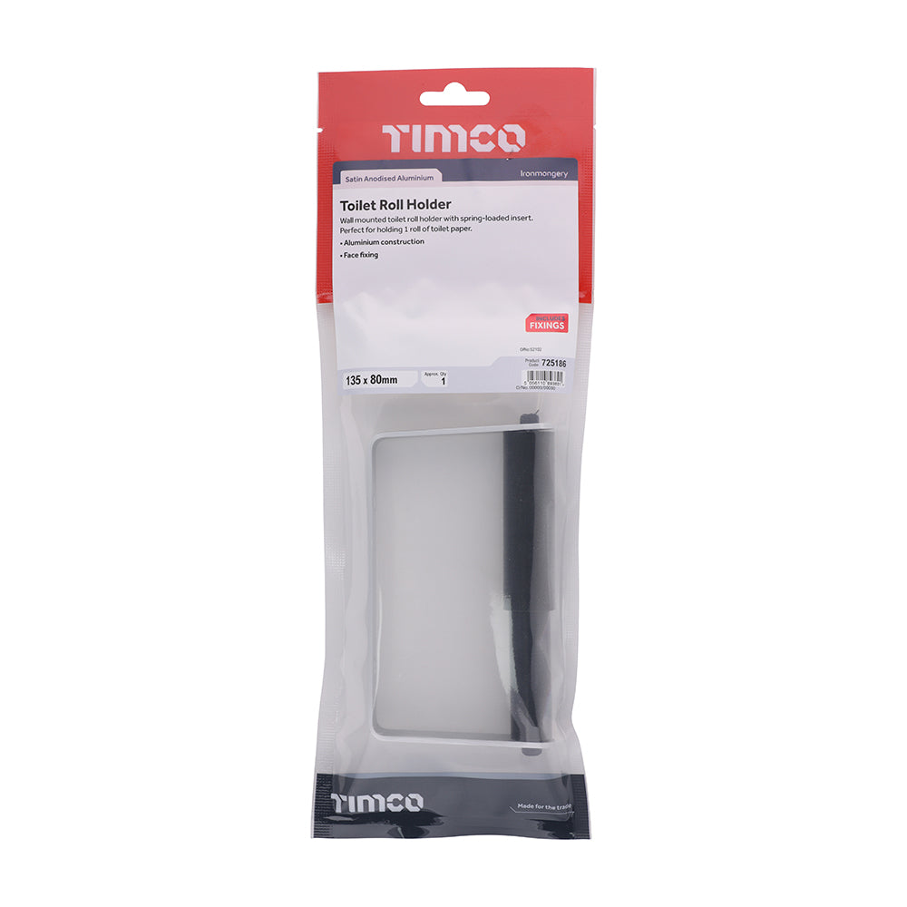 This is an image showing TIMCO Toilet Roll Holder - Satin Anodised Aluminium - 135 x 80 - 1 Each TIMbag available from T.H Wiggans Ironmongery in Kendal, quick delivery at discounted prices.