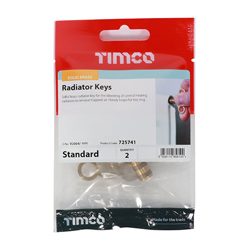 This is an image showing TIMCO Radiator Keys - Standard - 2 Pieces TIMpac available from T.H Wiggans Ironmongery in Kendal, quick delivery at discounted prices.