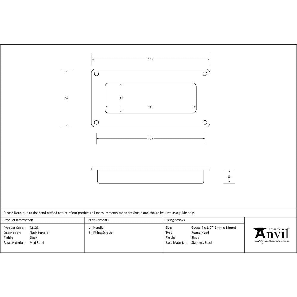 This is an image showing From The Anvil - Black Flush Handle available from trade door handles, quick delivery and discounted prices