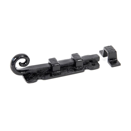 This is an image showing From The Anvil - Black 4" Straight Monkeytail Bolt available from T.H Wiggans Architectural Ironmongery in Kendal, quick delivery and discounted prices