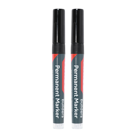 This is an image showing TIMCO Builders Permanent Markers - Fine Tip - Black - Fine Tip - 2 Pieces Blister Pack available from T.H Wiggans Ironmongery in Kendal, quick delivery at discounted prices.