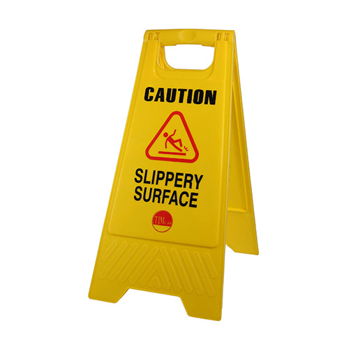 This is an image showing TIMCO A-Frame Safety Sign - Caution Slippery Surface - 610 x 300 x 30 - 1 Each Bag available from T.H Wiggans Ironmongery in Kendal, quick delivery at discounted prices.