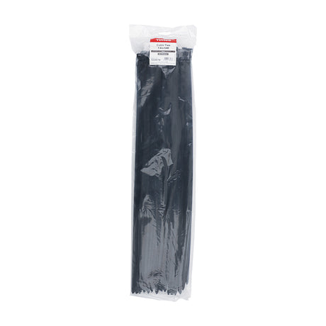 This is an image showing TIMCO Cable Ties - Black - 7.6 x 540 - 100 Pieces Bag available from T.H Wiggans Ironmongery in Kendal, quick delivery at discounted prices.