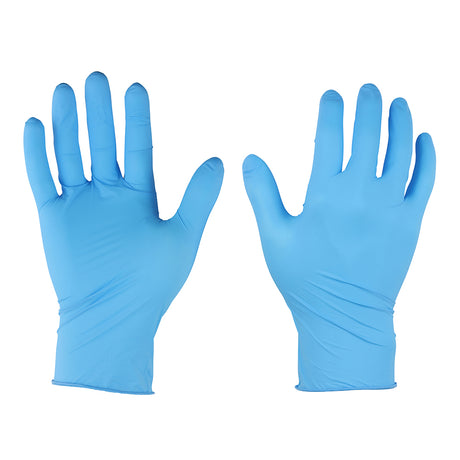 This is an image showing TIMCO Nitrile Gloves - Blue - Medium - 100 Pieces Box available from T.H Wiggans Ironmongery in Kendal, quick delivery at discounted prices.