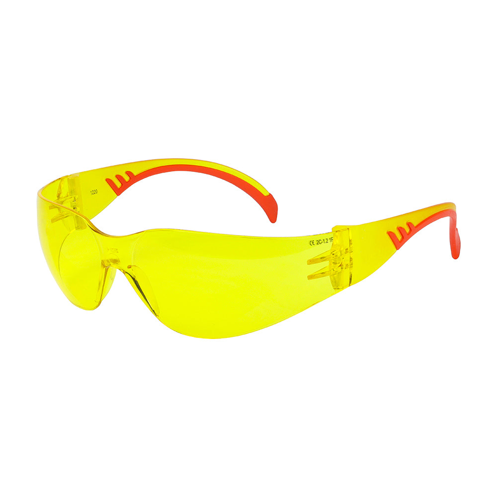 This is an image showing TIMCO Comfort Safety Glasses - Amber - One Size - 1 Each Bag available from T.H Wiggans Ironmongery in Kendal, quick delivery at discounted prices.