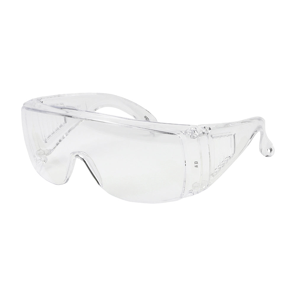 This is an image showing TIMCO Overspecs Safety Glasses - Clear - One Size - 1 Each Bag available from T.H Wiggans Ironmongery in Kendal, quick delivery at discounted prices.