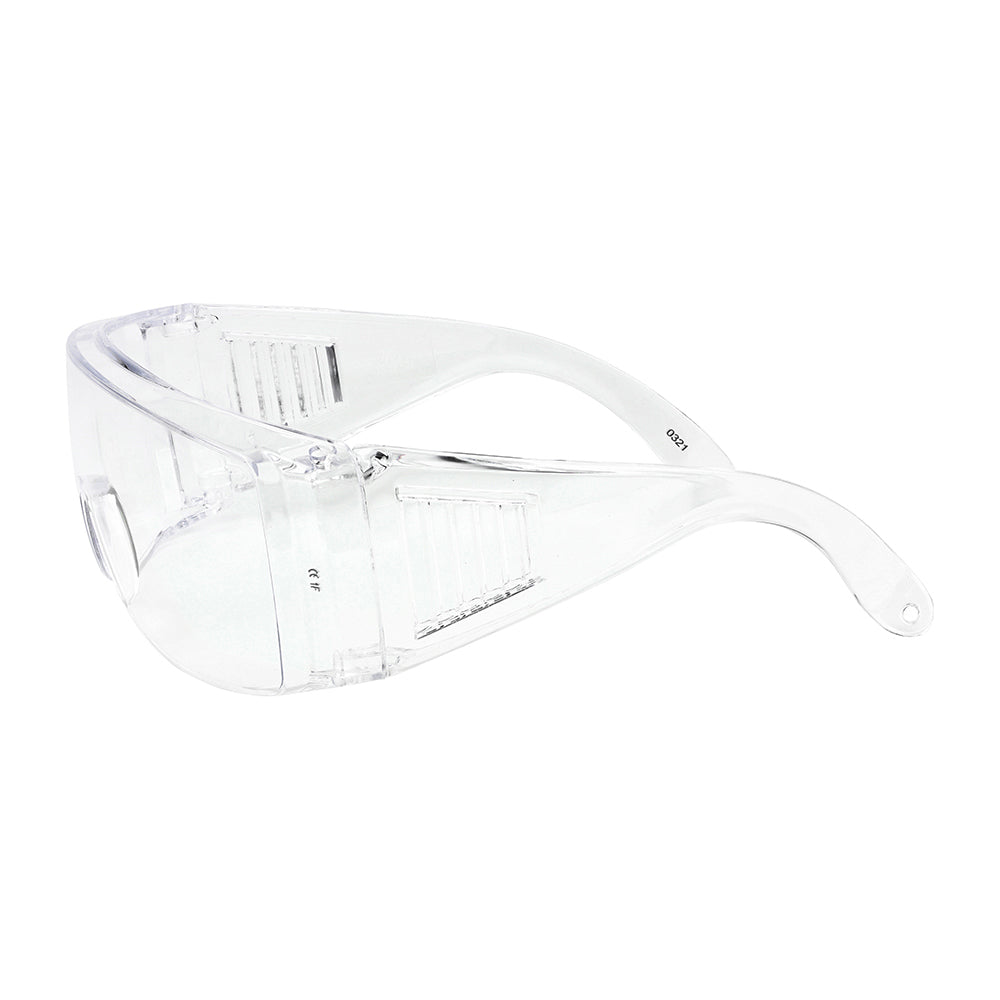 This is an image showing TIMCO Overspecs Safety Glasses - Clear - One Size - 1 Each Bag available from T.H Wiggans Ironmongery in Kendal, quick delivery at discounted prices.