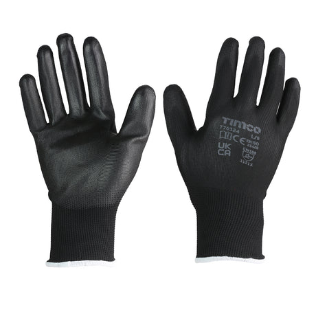 This is an image showing TIMCO Durable Grip Gloves - PU Coated Polyester - Multi Pack - Large - 12 Pieces Bag available from T.H Wiggans Ironmongery in Kendal, quick delivery at discounted prices.