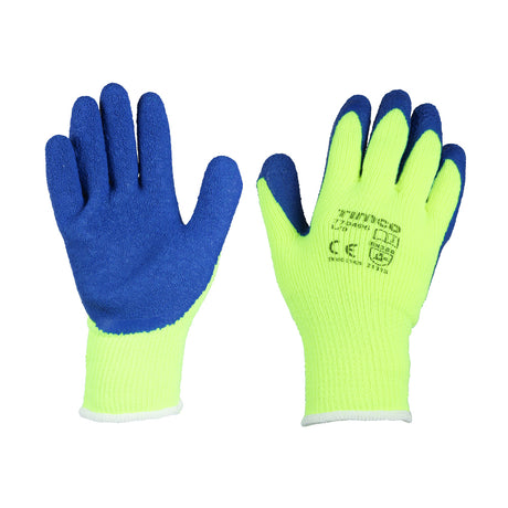 This is an image showing TIMCO Warm Grip Gloves - Crinkle Latex Coated Polyester - Large - 1 Each Backing Card available from T.H Wiggans Ironmongery in Kendal, quick delivery at discounted prices.