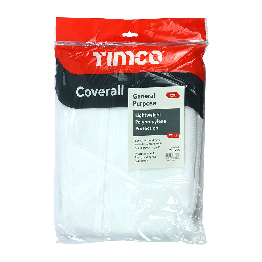 This is an image showing TIMCO General Purpose Coverall - White - XX Large - 1 Each Bag available from T.H Wiggans Ironmongery in Kendal, quick delivery at discounted prices.