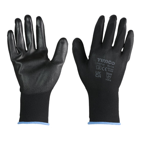 This is an image showing TIMCO Durable Grip Gloves - PU Coated Polyester - Multi Pack - X Large - 12 Pieces Bag available from T.H Wiggans Ironmongery in Kendal, quick delivery at discounted prices.
