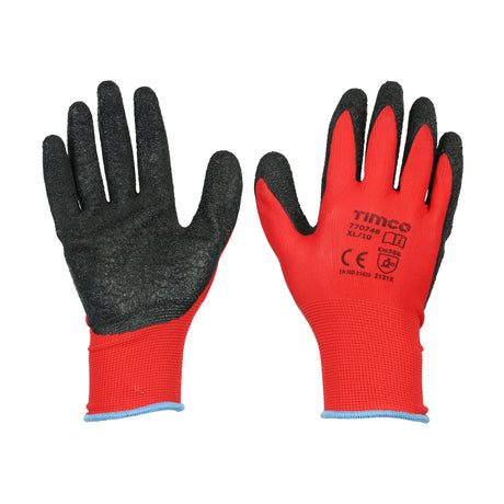 This is an image showing TIMCO Light Grip Gloves - Crinkle Latex Coated Polyester - X Large - 1 Each Backing Card available from T.H Wiggans Ironmongery in Kendal, quick delivery at discounted prices.
