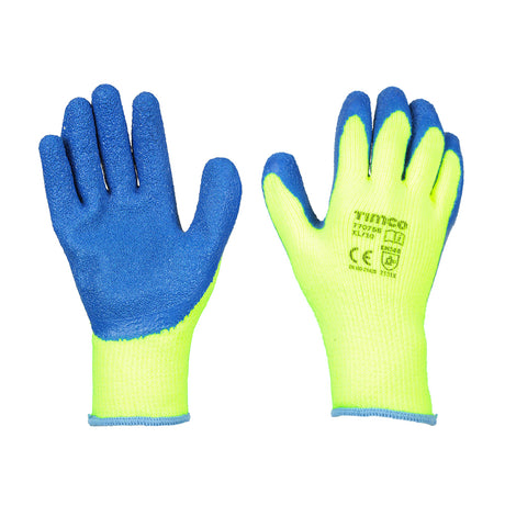 This is an image showing TIMCO Warm Grip Gloves - Crinkle Latex Coated Polyester - X Large - 1 Each Backing Card available from T.H Wiggans Ironmongery in Kendal, quick delivery at discounted prices.
