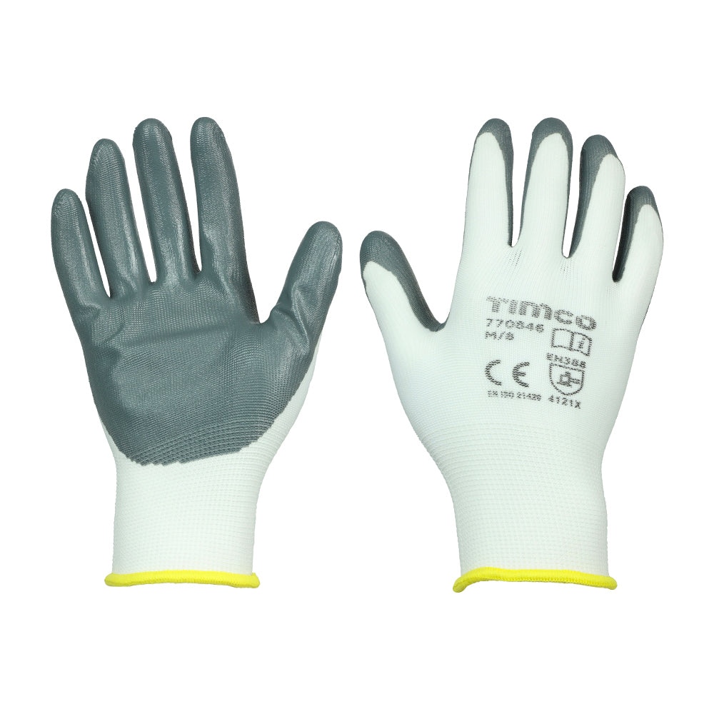 This is an image showing TIMCO Secure Grip Gloves - Smooth Nitrile Foam Coated Polyester - Medium - 1 Each Backing Card available from T.H Wiggans Ironmongery in Kendal, quick delivery at discounted prices.