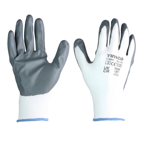 This is an image showing TIMCO Secure Grip Gloves - Smooth Nitrile Foam Coated Polyester - Multi Pack - X Large - 12 Pieces Bag available from T.H Wiggans Ironmongery in Kendal, quick delivery at discounted prices.
