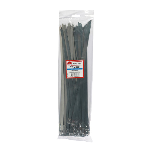 This is an image showing TIMCO Cable Ties - Stainless Steel - 7.9 x 350 - 100 Pieces Bag available from T.H Wiggans Ironmongery in Kendal, quick delivery at discounted prices.