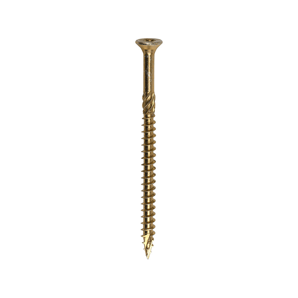 This is an image showing TIMCO C2 Clamp-Fix - TX - Double Countersunk with Ribs - Twin-Cut - Yellow - 8.0 x 120 - 50 Pieces Box available from T.H Wiggans Ironmongery in Kendal, quick delivery at discounted prices.