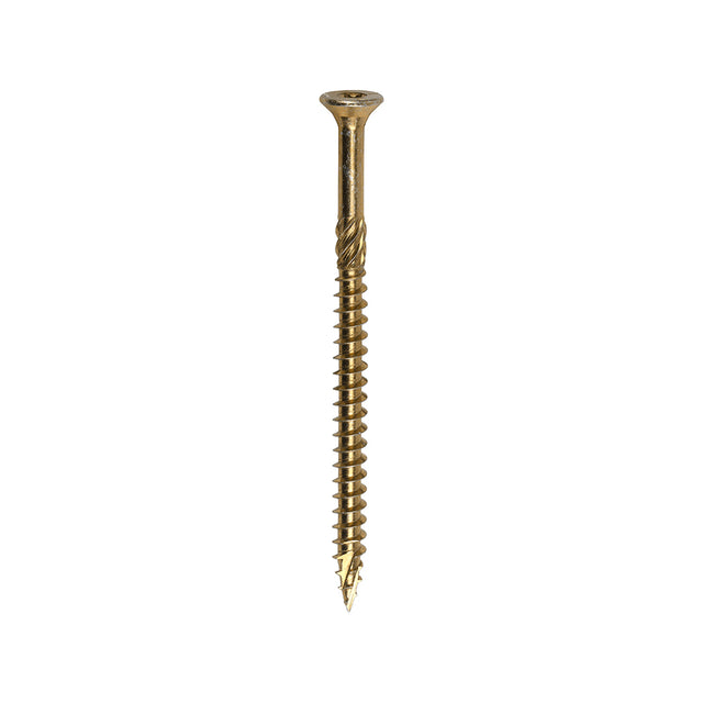This is an image showing TIMCO C2 Clamp-Fix - TX - Double Countersunk with Ribs - Twin-Cut - Yellow - 8.0 x 120 - 50 Pieces Box available from T.H Wiggans Ironmongery in Kendal, quick delivery at discounted prices.