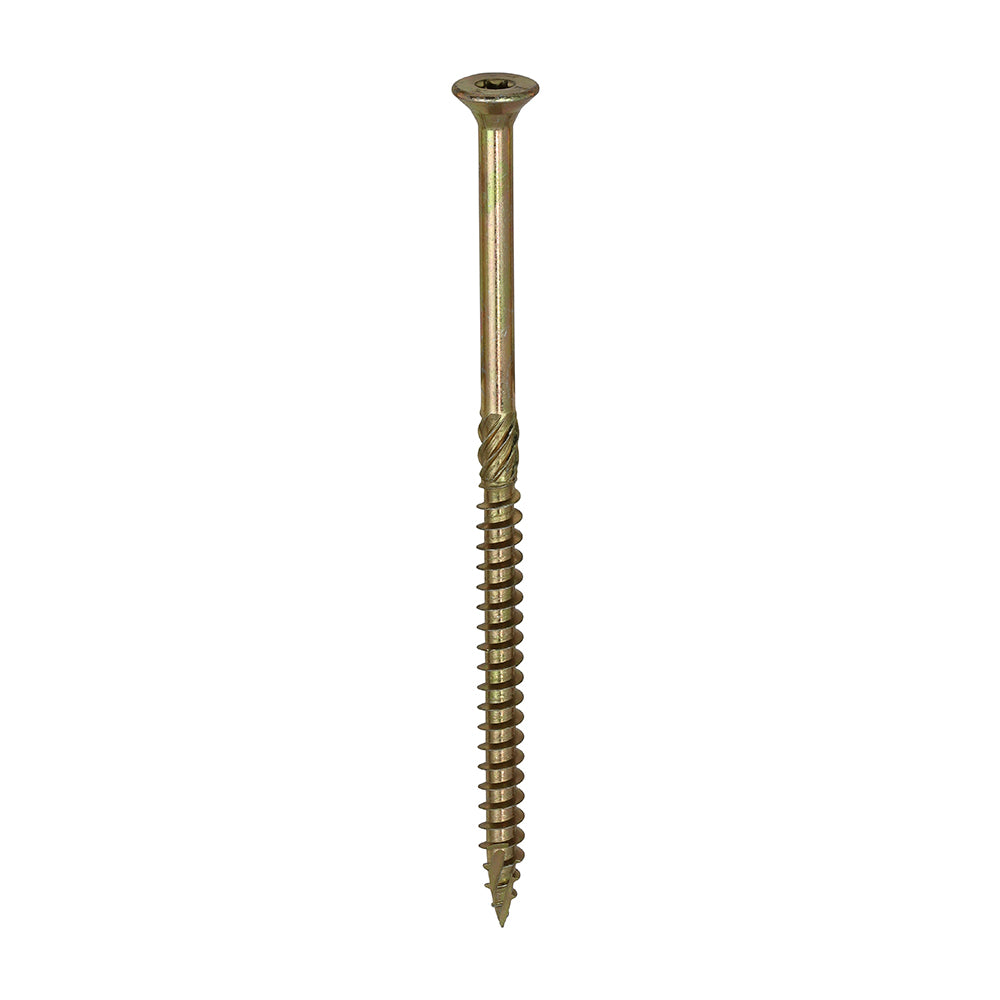 This is an image showing TIMCO C2 Clamp-Fix - TX - Double Countersunk with Ribs - Twin-Cut - Yellow - 8.0 x 150 - 50 Pieces Box available from T.H Wiggans Ironmongery in Kendal, quick delivery at discounted prices.